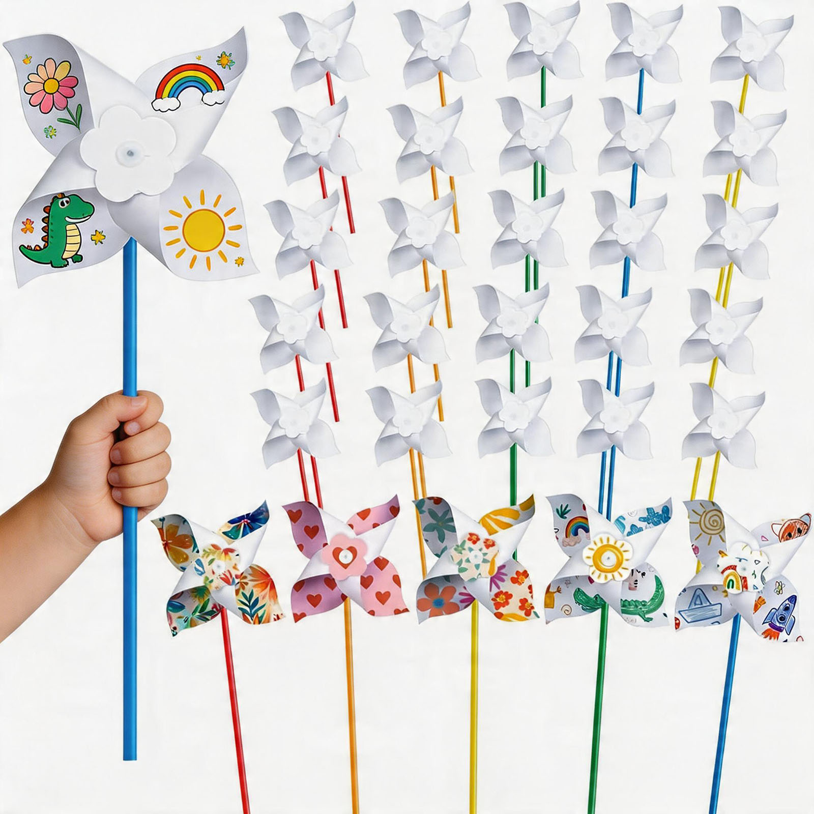 Art Craft Earth Day - 100 Piezas de Molinillos de Papel